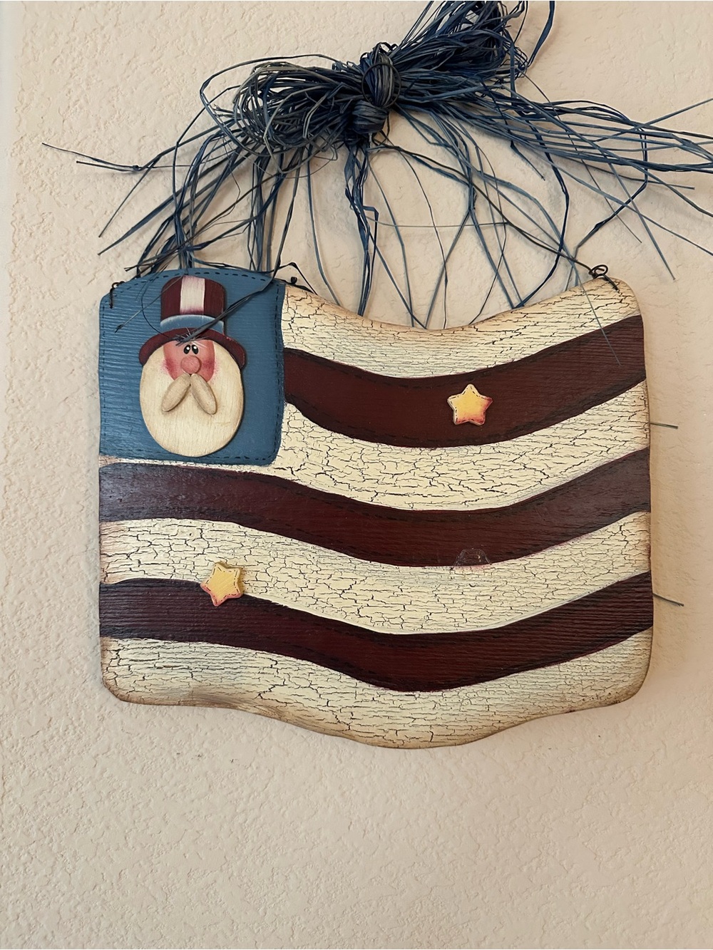 Rustic Patriotic Uncle Sam Wall Plaque - Home Holiday 4th of July